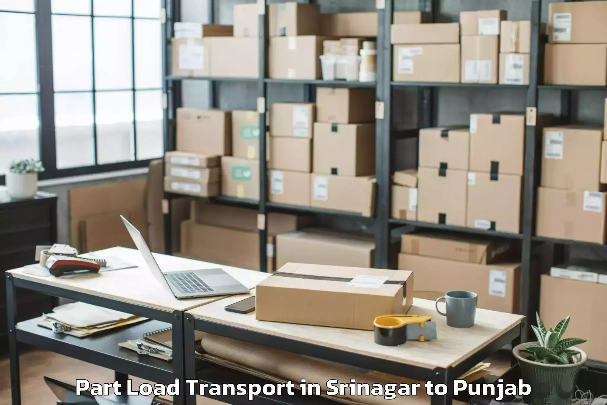 Leading Srinagar to Sunam Part Load Transport Provider